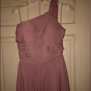 Rose one shoulder bridesmaid dress